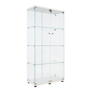 Curio Cabinet with Glass Shelves and Doors in White