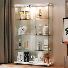 Curio Cabinet with Glass Shelves and Doors in White