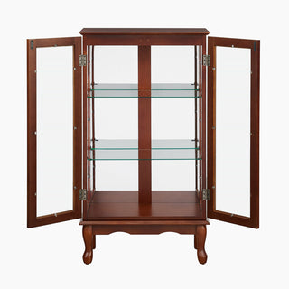 Curio Cabinet with Tempered Glass Doors in Walnut