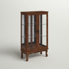 Curio Cabinet with Tempered Glass Doors in Walnut