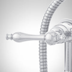 Telephone Style Deck Mounted Roman Tub Faucet with Lever Handles in Chrome | detail photo