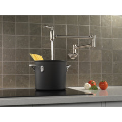 Wall Mount Pot Filler Kitchen Faucet in Brilliance Stainless | product photo