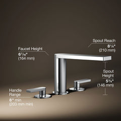 Kohler Composed Double Handle Deck Mounted Roman Tub Faucet Trim with Diverter in Polished Chrome | product photo