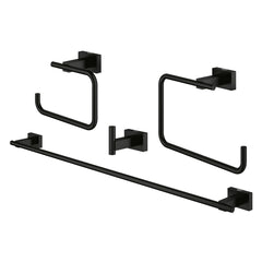 Essentials Cube 4 Piece Bathroom Hardware Set in Matte Black | product photo