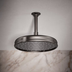 Traditional Round 10" Rainhead with Katalyst Air-Induction Spray in Vibrant Titanium | product photo
