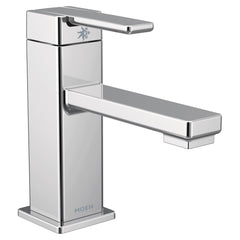 90 Degree Single Hole Bathroom Faucet with Drain Assembly in Chrome | product photo