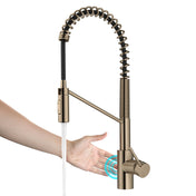 Oletto Touchless Sensor Commercial Pull-Down Single Handle Kitchen Faucet with QuickDock Top Mount Assembly in Antique Champagne Bronze