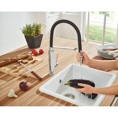 Concetto™ Semi-Pro Dual Spray Pull Down Single Handle Kitchen Faucet in StarLight Chrome | product photo