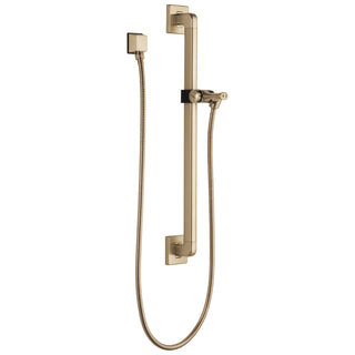 Universal Showering Components Adjustable Slide Bar and Grab Bar Shower Faucet in Champagne Bronze