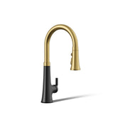 Tone™ Touchless Pull-Down Kitchen Sink Faucet with Voice Activation and Three-Function Sprayhead in Matte Black/Brass