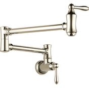 Traditional Polished Nickel Pot Filler Kitchen Faucet, Wall Mount Kitchen Faucet, Polished Nickel in Brilliance Polished Nickel