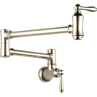 Traditional Polished Nickel Pot Filler Kitchen Faucet, Wall Mount Kitchen Faucet, Polished Nickel in Brilliance Polished Nickel