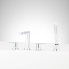 Berwyn 4-Hole Roman Tub Faucet and Hand Shower with Rough-In Valve Chrome | product photo
