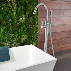 Single Handle Floor Mounted Freestanding Tub Filler Trim in Polished Chrome | product photo
