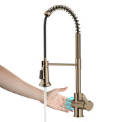 Britt Touchless Sensor Commercial Single Handle Pull Down Kitchen Faucet in Antique Champagne Bronze