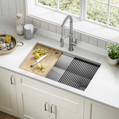 Kore 32" Undermount Workstation 16 Gauge Single Bowl Stainless Steel Kitchen Sink with Accessories | product photo