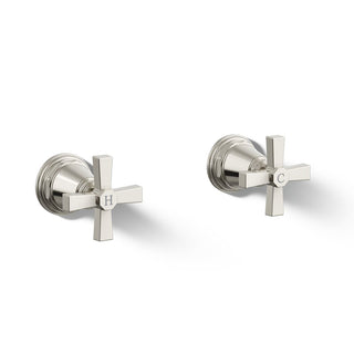Pinstripe Pure Deck-Mount High-Flow Bath Valve Trim with Cross Handles, Handles Only, Valve Not Included in Vibrant Polished Nickel