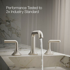 Kohler Occasion Sink Spout with Straight Design Single Hole Bathroom Faucet with Drain Assembly in Vibrant Brushed Nickel | product photo