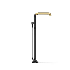 Tone Floor Mounted Clawfoot Tub Faucet in Matte Black/Moderne Brass | product photo