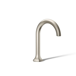 Occasion Widespread Bathroom Sink Faucet Spout with Cane Design and Drain Assembly in Vibrant Brushed Nickel