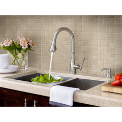 Wheaton Pull-Down Single Handle Kitchen Faucet in Stainless Steel | product photo