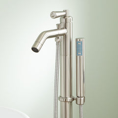 Napier Freestanding Tub Faucet and Hand Shower in Brushed Nickel | detail photo