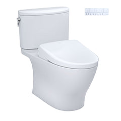 WASHLET 1 GPF Elongated Floor Mounted Two-Piece Toilet (Seat Included) with Auto Flush in Cotton | product photo