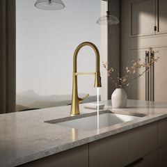 Kohler Graze Single-Handle Semi-Professional Kitchen Sink Faucet With 24-5/16-In Spout in Gold | product photo
