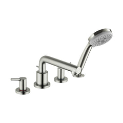 Talis S Double Handle Deck Mounted Roman Tub Faucet Trim with Diverter and Handshower in Brushed Nickel | product photo