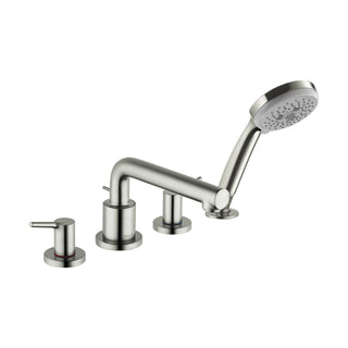 Talis S Double Handle Deck Mounted Roman Tub Faucet Trim with Diverter and Handshower in Brushed Nickel