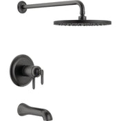 Bonacci 17T Series Dual-Function Thermostatic Rain Bathtub and Shower Faucet Set, Matte Black Rainfall Shower Head and Handle Set, Valve Trim, Matte Black (Valve Not Included)