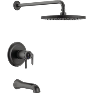 Bonacci 17T Series Dual-Function Thermostatic Rain Bathtub and Shower Faucet Set, Matte Black Rainfall Shower Head and Handle Set, Valve Trim, Matte Black (Valve Not Included)