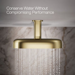 Statement Oblong 14" Two-Function 2.5 Gpm Fixed Shower Head With Katalyst Air-Induction Technology in Vibrant French Gold | product photo