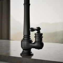 Artifacts Pull Down Bar Faucet in Matte Black | detail photo