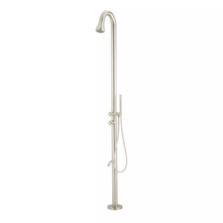 Kirwin Freestanding Outdoor Shower with Shower Head, Hand Shower, and Hose in Stainless Steel