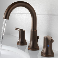 Trinsic Widespread Bathroom Faucet 3 Hole, 2-handle Bathroom Sink Faucet with Drain Assembly in Venetian Bronze | product photo