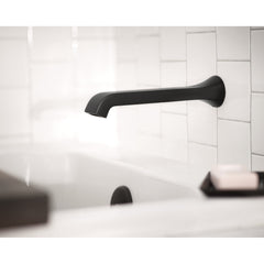 Genta LX Single Handle Wall Mount Tub Filler High Flow Tub Faucet With 10" Spout Reach in Matte Black | product photo