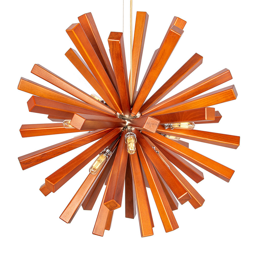 Dandelion Chandelier with 10 Lights in Brown Solid Oak