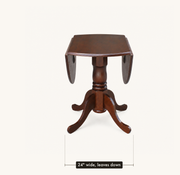 Leaves down | both drop leaves folded down, center panel width measured for a tighter space