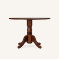 Side | true side profile of the raised leaf's curve and two pedestal feet in silhouette