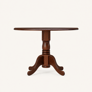 Side | true side profile of the raised leaf's curve and two pedestal feet in silhouette