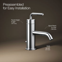 Kohler Purist Single Hole Bathroom Faucet with Drain Assembly | product photo