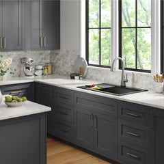 Everest™ 30" L Granite Composite Workstation Kitchen Sink Drop-In Top Mount Single Bowl with WorkFlow™ Ledge in Black | product photo
