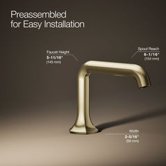 Kohler Occasion Widespread Bathroom Sink Faucet Spout with Straight Design with Drain Assembly in Vibrant French Gold | product photo