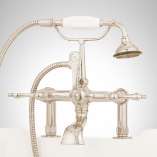 Telephone Style Deck Mounted Roman Tub Faucet with Lever Handles in Polished Nickel