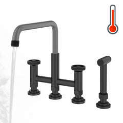 Urbix Bridge Faucet with Side Spray Included in Matte Black/Grey | product photo