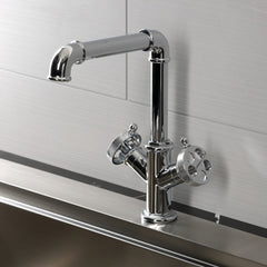 Deck Mount Bar Faucet, Two-Handle with Knurled Handle in Polished Chrome