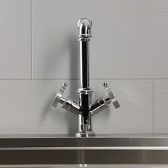Deck Mount Bar Faucet, Two-Handle with Knurled Handle in Polished Chrome