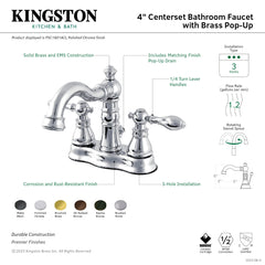 Deck Mount Bathroom Faucet, Heirloom, 4-Inch Centerset in Polished Chrome
