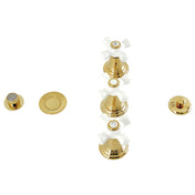 Deck Mount Bidet Faucet, Heirloom, Three-Handle Vertical Spray in Polished Brass
